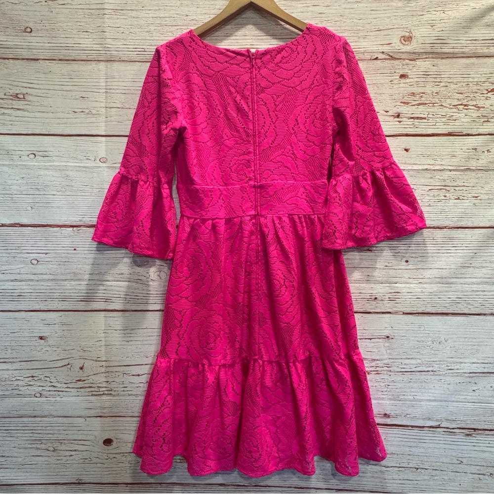 Lilly Pulitzer Cecelia Dress in Pink Tango Bungalow Blossom Lace Sz 8 - Picture 12 of 16